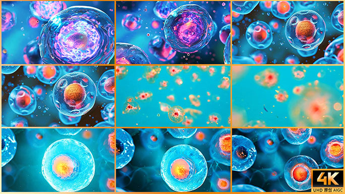 显微镜下的动物人体细胞 微生物 生命起源