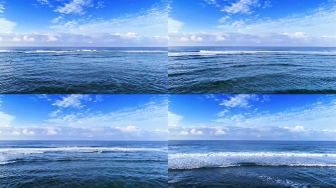 航拍大海海浪蔚蓝海面全景大景60帧视频