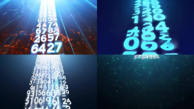 蓝色科技数字变化数据流