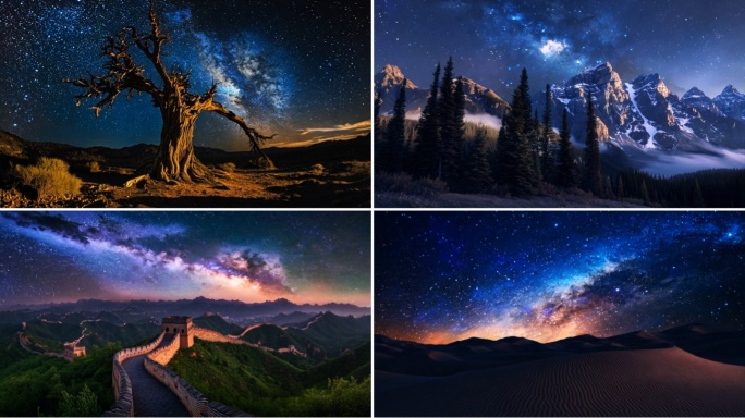 银河星空夜晚银河延时星空延时唯美夜空银河