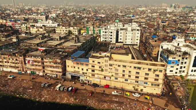 加尔各答密集城市景观的空中探索