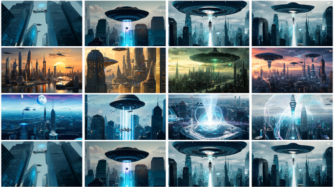 未来空镜未来世界未来城市开场片头视频素材