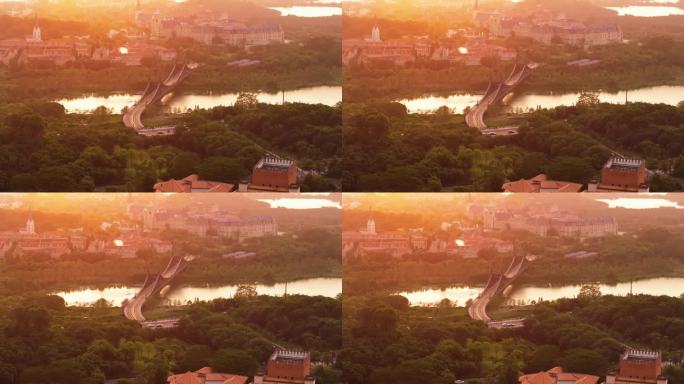 4K夕阳下的松山湖华为欧洲小镇