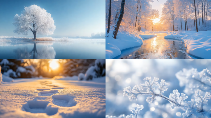 雪山唯美雪景意境雪花风景冰雪世界