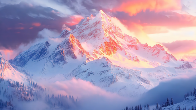 雪山唯美雪景意境雪花风景冰雪世界