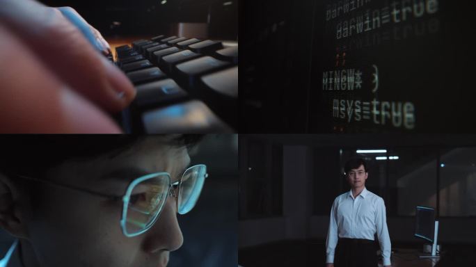 程序员敲打键盘编写代码4k