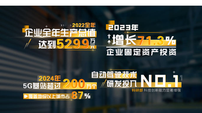 4K 金色科技信息数据文字标题