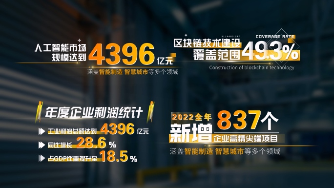 4K 金色科技信息数据文字标题
