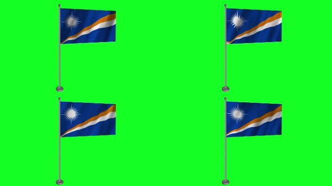 马绍尔群岛的旗帜在绿草地上优雅地飘扬