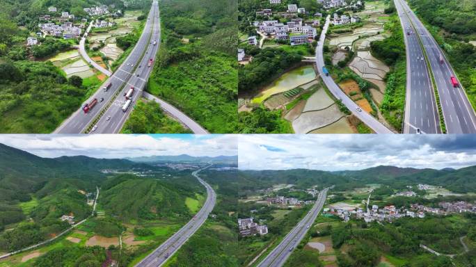 高速公路网在农村穿行
