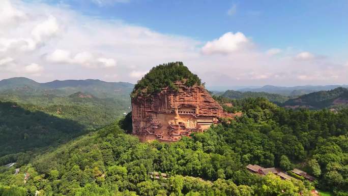 甘肃天水 麦积山石窟 4K 航拍