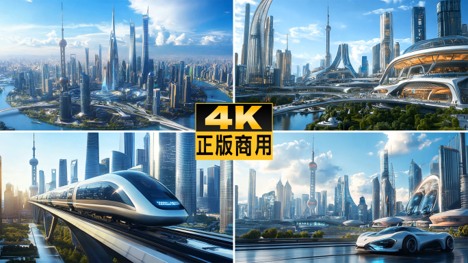 未来城市科幻上海科技智慧概念生活交通建筑
