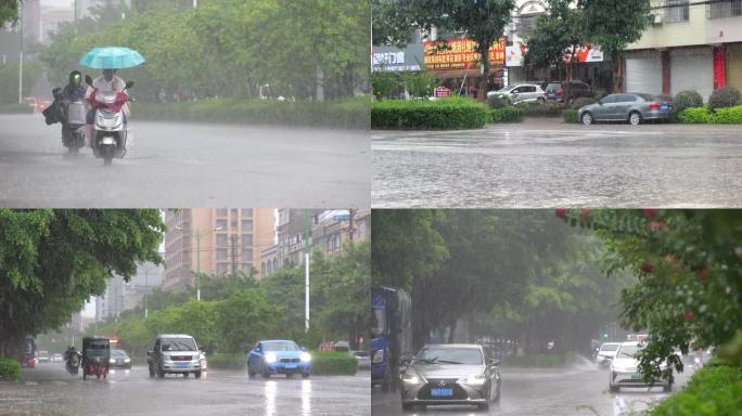 车辆行驶在暴雨中 升格 慢动作