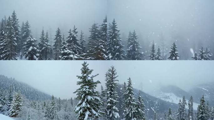 松树林冬季雪景