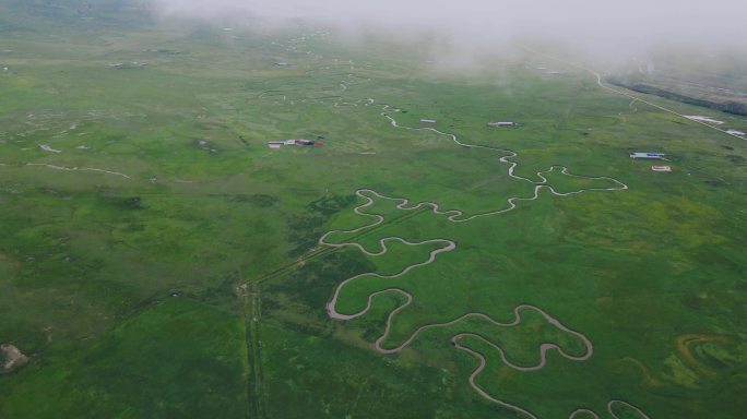 内蒙古大草原九曲河航拍