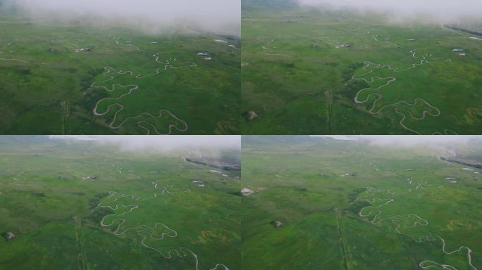 内蒙古大草原九曲河航拍