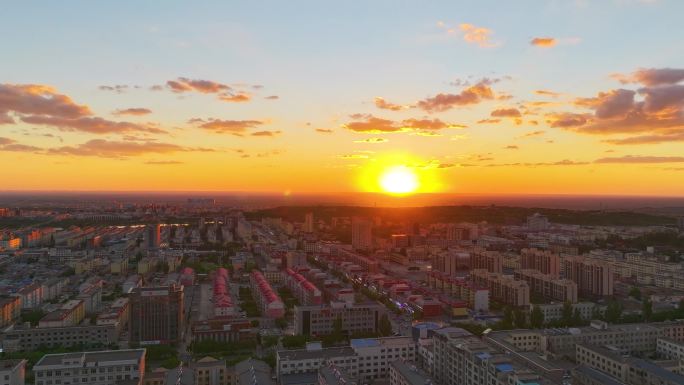 4K巴彦浩特夕阳航拍
