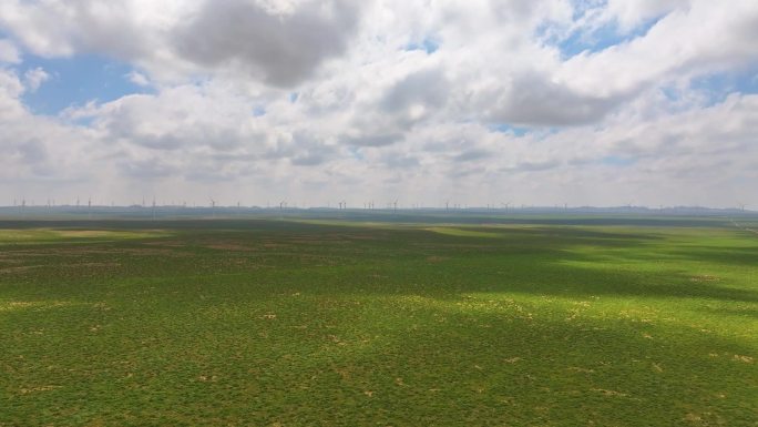生态草原 戈壁风电 延时航拍