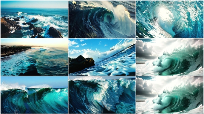 海浪升格大海浪花滔天巨浪大海航拍海浪浪花
