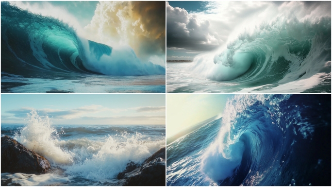 海浪升格大海浪花滔天巨浪大海航拍海浪浪花