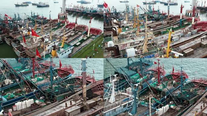 鲜美湛江开渔节海湾船只出航航拍4K视频