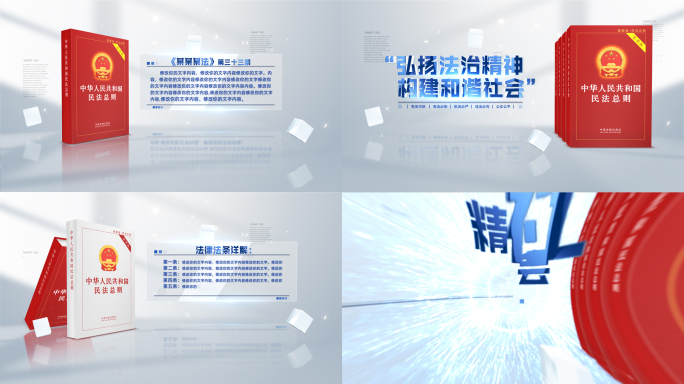 【无插件】白色法律书籍普法宣传展示模板