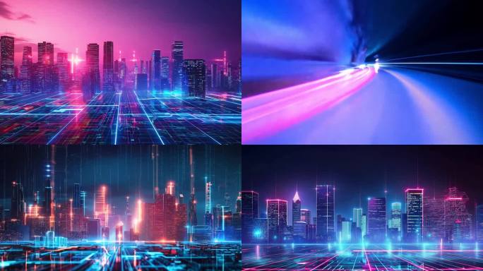 穿梭未来科技城市粒子空间背景
