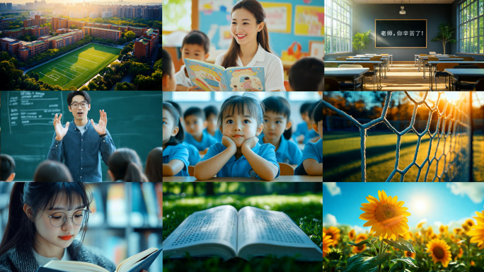 校园学校教师节教室操场老师学生教育致青春