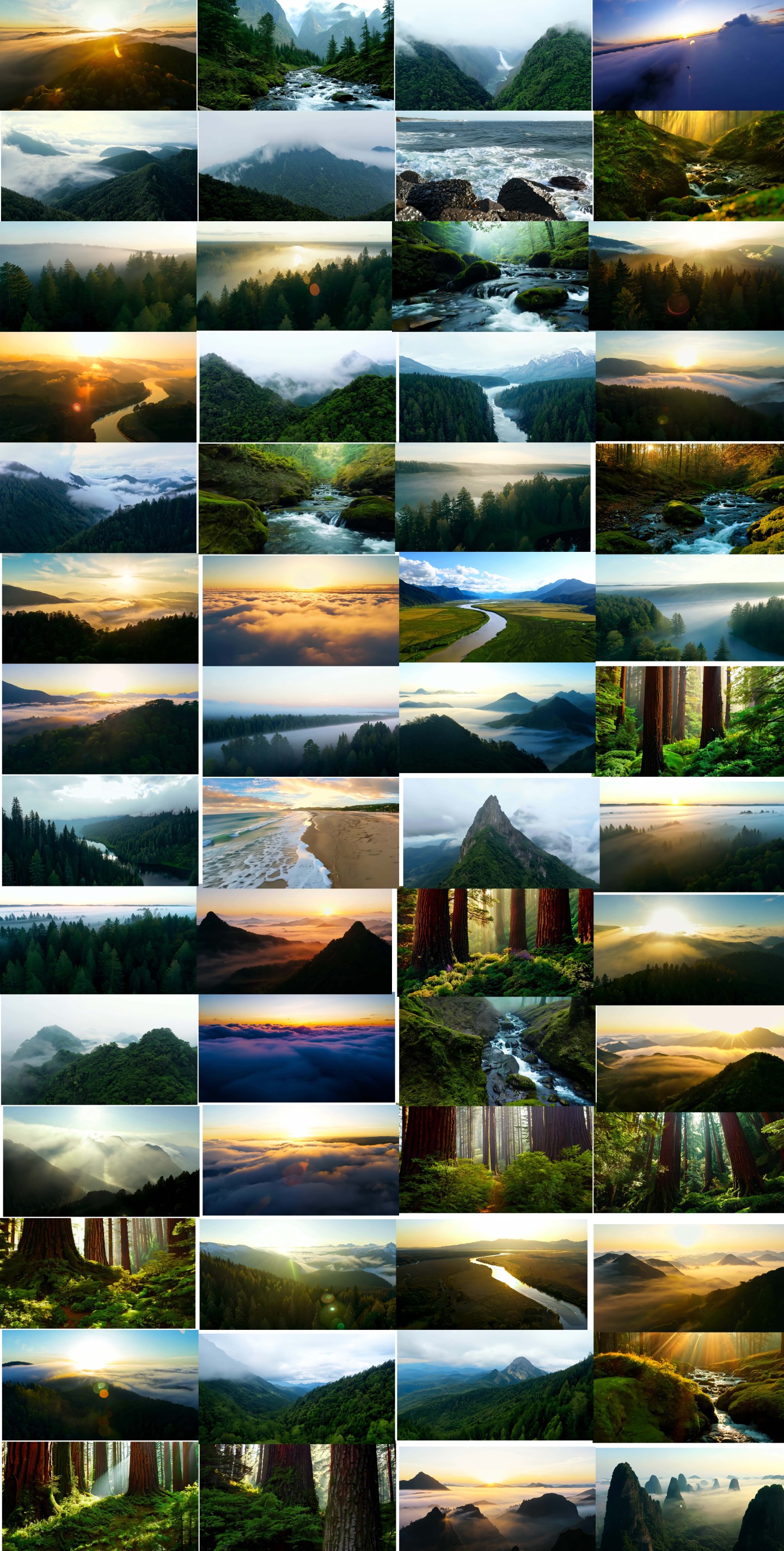 航拍中国自然风景森林云海河流山脉云雾缭绕