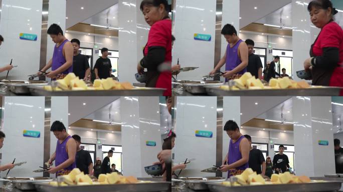 食堂吃饭 学生吃饭 吃早饭 食堂 学生