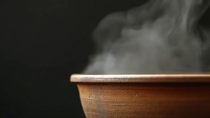 砂锅美食 滚烫粥 热气腾腾的砂锅美食