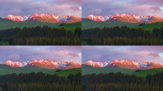 新疆百里画廊雪山草地