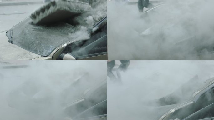 地震灾难 汽车被砸