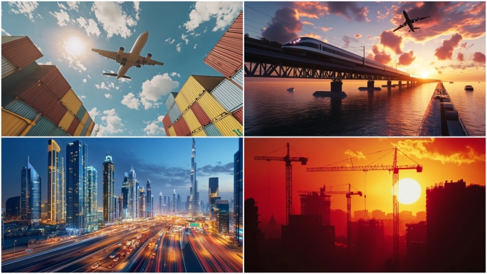 中国经济发展建设镜头合集改革开放城建基建