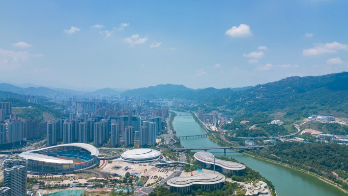福建三明延时三明城市风光航拍三明