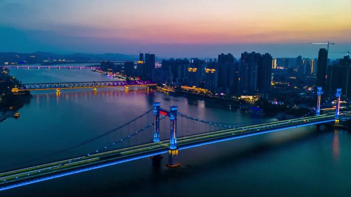 都市襄阳  夜景 夏天汉江