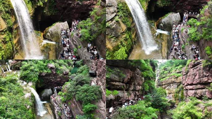 云台山红石峡人山人海航拍4