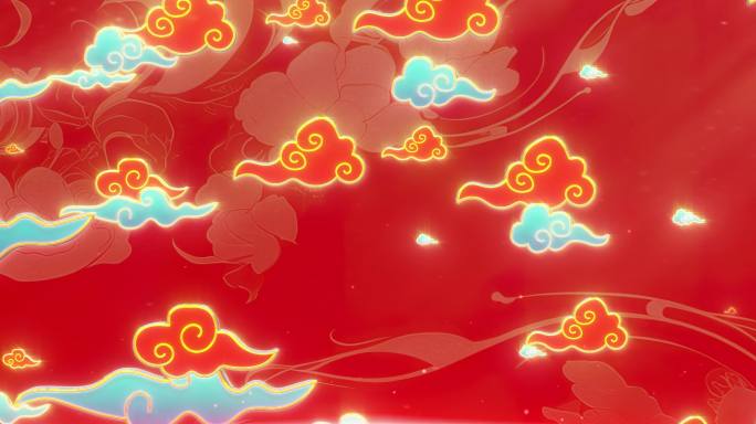 中国红祥云宽屏背景