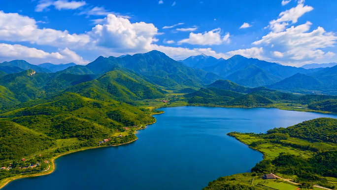 绿水青山 蓝天白云延时 湖水 山水 湖岛