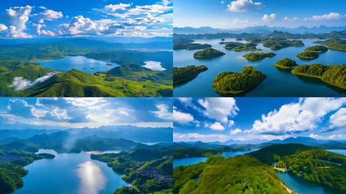 绿水青山 蓝天白云延时 湖水 山水 湖岛