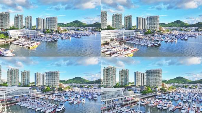 海南三亚湾游艇中心码头航拍