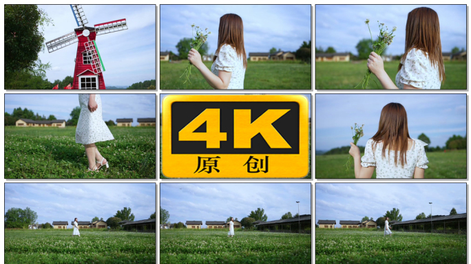 春天绿意盎然美女行走视频素材