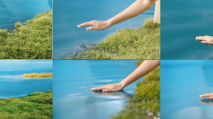 实拍4k -女人的手轻轻触碰水面1