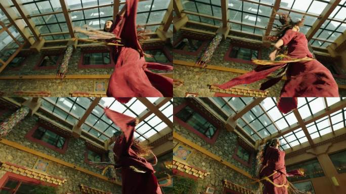 红裙美女室内跳舞 唯美意象