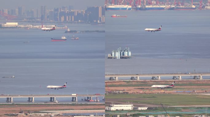 顺丰航空波音767落地深圳机场飞跃珠江口
