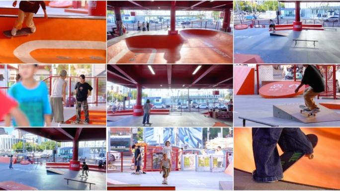 滑板炫技极限运动玩滑板.时尚青年.滑板场