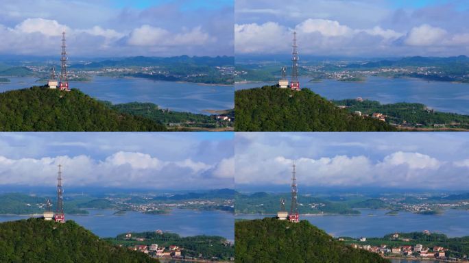 红枫湖畔 云雾 山顶基站 湖光山色 乡村