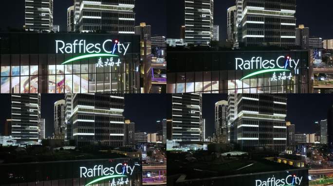 4K上海 北外滩来福士 夜景 航拍