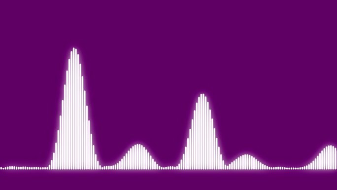 4k抽象音乐声波或音频波从孤立的紫色背景。线数字极简语音和符号技术。