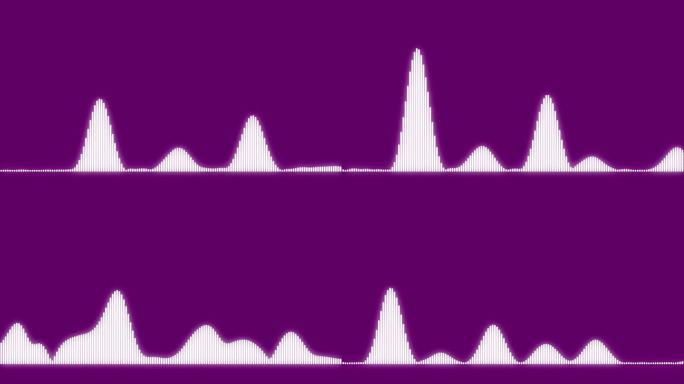 4k抽象音乐声波或音频波从孤立的紫色背景。线数字极简语音和符号技术。